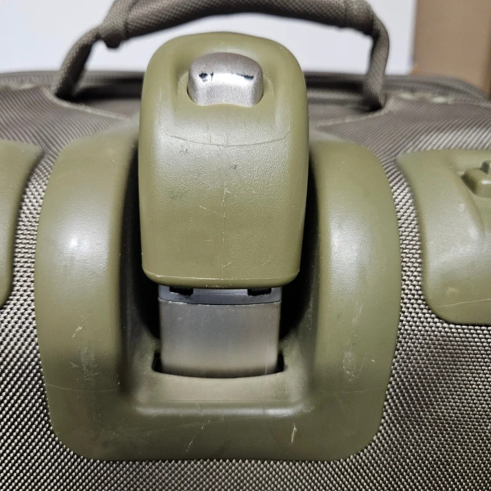 Delsey Rolling Suitcase Olive Green Grey Lightweight Hybrid Carry On Bag *